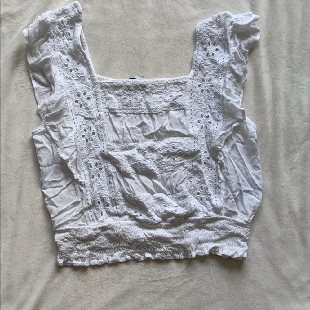 white detailed blouse